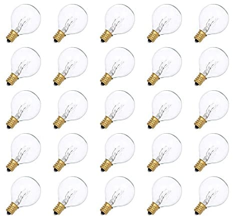 Tomshine G40 Globe Tungsten Incandescent Bulb Lamp 25 Pack E12 Base Socket Holder IP44 Water Resistance Warm White for String Light Home Party Decoration Wedding Function Portable