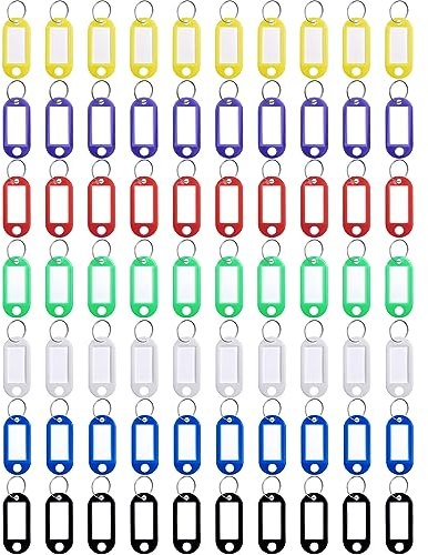 70 Étiquettes avec Porte Clé, Inscriptibles Porte Clef Couleur en 7 Couleurs,Plastique Étiquettes D'identification Avec Porte-clé Fendu, Pour Valises, Hôtels, Animaux de Compagnie, Bureaux, Clés USB