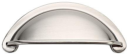 Alzassbg Brushed Satin Nickel Cabinet Cup Pulls 10 Pack, AL3032SN | 3 Inch Hole Center, Bin Cup Drawer Pulls, Decorative Hardware Cabinet Handles, for Cabinets and Drawers