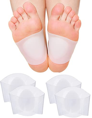 2 pares de mangas de apoyo de arco acolchado para pies planos, alivio de fatiga plantar fascitis talón esporas dolor de pie
