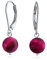 Orecchini Semplici Di Base Tondi Tinti Di Fucsia Con Perline A Occhio Di Tigre, Perle E Sfere Per Le Donne In Argento .925