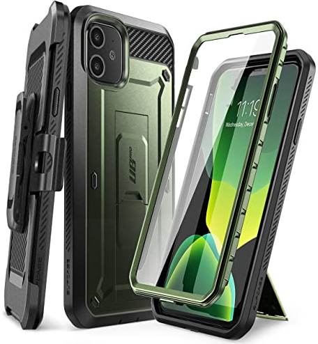 SUPCASE Schutzhülle für iPhone 11 mit Displayschutzfolie (Unicorn Beetle Pro), [Integrierter Ständer und Gürtelclip] [Schutz in Militärqualität] Strapazierfähige Ganzkörper-Schutzhülle für iPhone 11