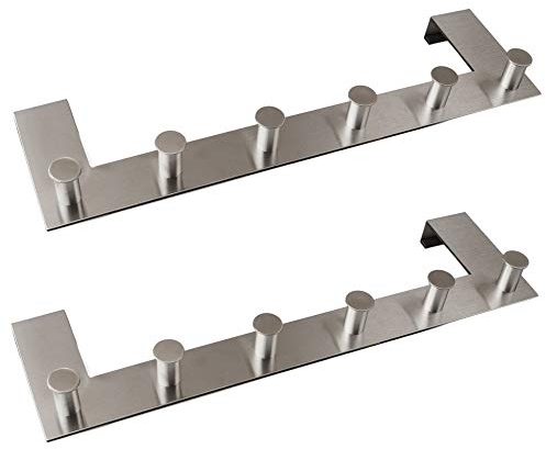 Türgarderobe Hakenleiste 6 Kleiderhaken EDELSTAHL rostfrei Garderobenhaken Wandhaken 6 Haken (2 Stück)