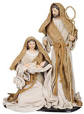 MAZZEO CHRISTMAS Natività 3 pz Altezza 40 cm in Resina con Vestiti in Tessuto su Base