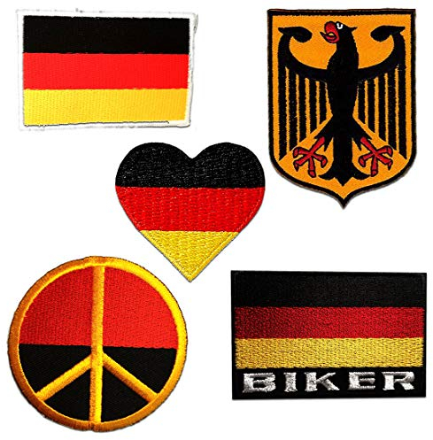 Deutschland Set 5 Stück - Aufnäher, Bügelbild, Aufbügler, Applikationen, Patches, Flicken, Zum Aufbügeln