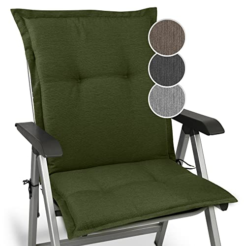 Beautissu Premium Gartenstuhlauflage Niedriglehner 105x50x7cm Dicke Polster Auflage Niederlehner Auflagen Gartenstuhl - Made in EU – Robuster Stoff & UV-Lichtechtheit HighLux NL Sitzkissen Dunkelgrün