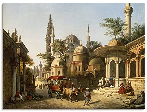 ARTland Leinwandbilder Wandbild Bild auf Leinwand 40x30 cm Wanddeko Gemälde Architektur Orient Türkei Ansicht einer Moschee in Istanbul August Finke U2QJ