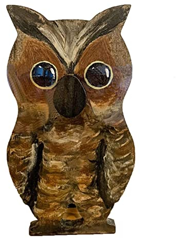 LNJ Brillenhalter Tier - Brillenständer Aus Holz - Lustige Handgeschnitzt Tierform Sonnenbrillenhalter ? Brillenablage - Gläser Display Aufbewahrung Geschenk Für Schreibtisch Home Office Deko (Eule)