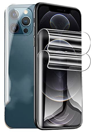 Snailcanfly 2 Pcs Film d'hydrogel pour iPhone 12 Pro Max A2411 6.7inch Souple Transparent TPU Protection Sans bulle d'écran d'empreintes Digitales déverrouiller Pas de Verre Trempé