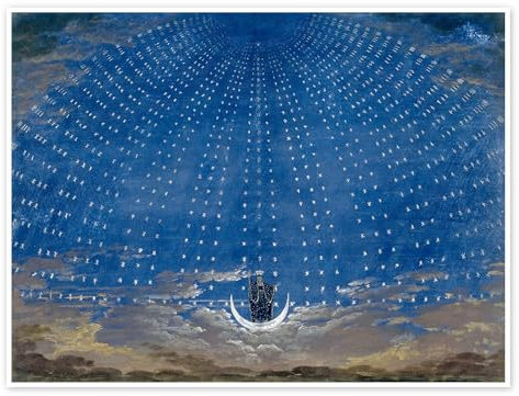 Der Palast der Königin der Nacht Poster von Karl Friedrich Schinkel 18 x 13 cm Blau Wandbilder Wanddeko