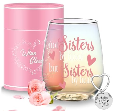 Cadeaux d'amitié Pour Femmes,Verre à Vin Sans Pied Irisé Personnalisé,Meilleure Amie,Meilleure Copine,Sœur,Cadeaux De Noël Et d'anniversaire Pour Elle,Verre à Gin,Idée Cadeau Spéciale Pour Une Amie
