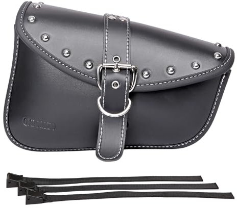 Motorrad-Satteltaschen–Satteltaschen Softail PVC Leder für Harley Sportster Wasserdicht, seitliche Werkzeugtasche, Universal-Aufbewahrungswerkzeugtasche für Motorrad, mit Getränkehalter(rechte Seite)