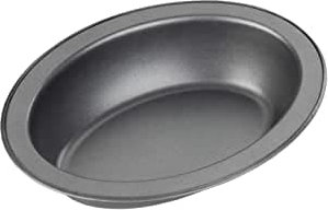 Vision4ever 1Pcs Non-Stick Oval Pie Dish, Measuring 17cm x 13cm x 3.7cm, Black Easy to Use and Cleans