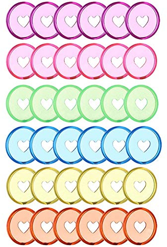 Ferleiss 60 Stück 24 mm Kunststoff-Buchbinderinge, Discbound Erweiterungsscheiben, Herzbinder-Ringe, Pilzloch für DIY-Notizbücher