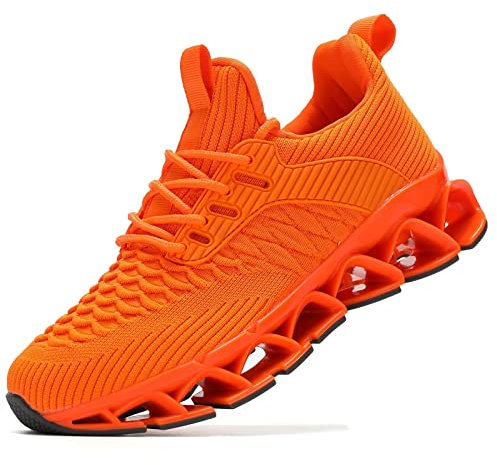 Wrezatro Zapatillas de deporte para mujer, sin cordones, para caminar, correr, tenis, informales, de moda, cómodas, antideslizantes, para el trabajo, deportes, atlético, Naranja, 39 EU