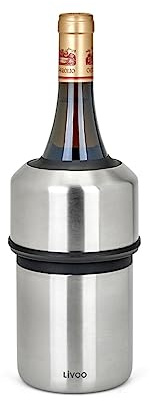 Livoo - Flaschenkühler GS158 - für Flaschen in Standardgrößen, Edelstahl, Ø 11,5 x 23,5 cm, Frische bis zu 6h, Grau