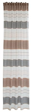 Homing Gardine gestreift Rot Blau Ziegel| Halbtransparent dekorativ moderner Vorhang (1Stück) 245 x 140 cm(HxB) | Wohnzimmer Esszimmer Schlafzimmer