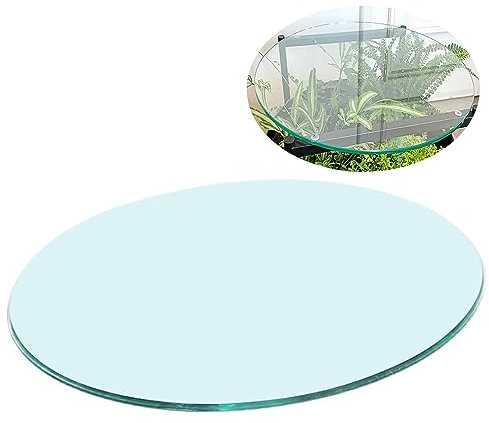 SAGIDAR Runde Tischplatte Aus Gehärtetem Transparent Glass Glasplatte, Tisch Glasscheibe, Gehärtetes Glass Scheibe, 40CM 55CM 65CM 75CM 90CM, Tischplatte Wetterfest Rund, Runder Esstisch
