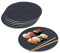 Relaxdays Piatti da Portata in Ardesia, Set da 6 Vassoi Rotondi D: 25 cm, Servire Sushi, Salumi e Formaggi, Nero