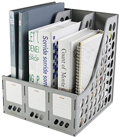 Eagle Zeitschriftensammler Buchhalter Desktop Dokument Divider Organizer 3-Fach Kunststoff (grau)