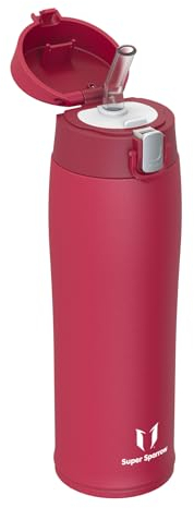 Super Sparrow Water Bottle with Straw - Ultralight Stainless Steel 18/10 Travel Mug - 750ml - BPA Free - Insulated Metal Flask - Leakproof Water Bottle for Sports, Travel, Work