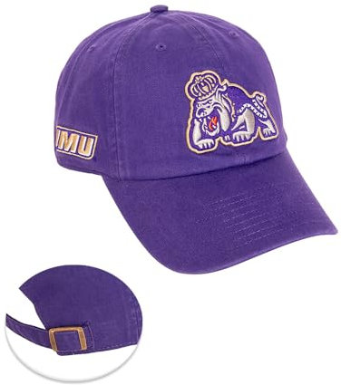 James Madison University Baseballmütze Dukes JMU Krempe bestickte Hüte Kappe verstellbarer Stoffriemen Erwachsene (Stil D) Lila, Violett, Einheitsgr��e