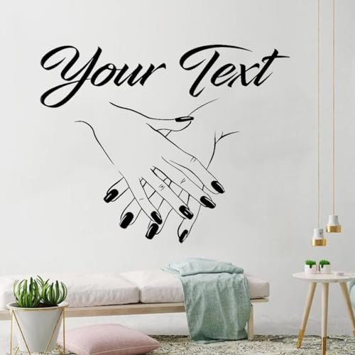 Maniküre-Logo-Wandaufkleber, Personalisierbar, Ihr Text, Zitat, Wandbilder, Vinyl, Individuelles Schild, Nagelstudio-Shop-Aufkleber, Kunstdekoration(55x70cm)