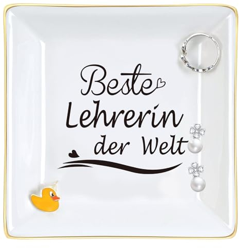 Joymaking Geschenke für Lehrer, Abschiedsgeschenk Lehrer Dekoschale Geschenk zum Abschied für Lehrer Dankeschön Geschenkeidee Lehrer, Schmucktablett für Lehrer mit Beste Lehrerin der Welt