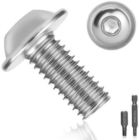 25 Pièces Vis M6 Boulon Inox M6x12mm Vis à Tête Poelier Bombée Avec Bride et Six Pans Creux A2 V2A Vis à Métaux Bouton Vis à Tête Hexagonale Acier Inoxydable Entièrement pour Génie Mécanique