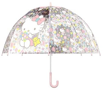 CYPBRANDS CyP Brands-Hello Kitty-Ombrello per bambini, Bolla, Trasparente, Ombrello Manuale, 48 cm, Multicolore, Prodotto Ufficiale, trasparente