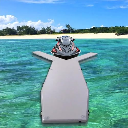 Gueploer Jet Ski de Type Y amarré sur Une île Flottante Gonflable, Portable et Pliable pour Piscine, Plage, océan, Quai Gonflable, 6 * 1.4 * 0.2m,White