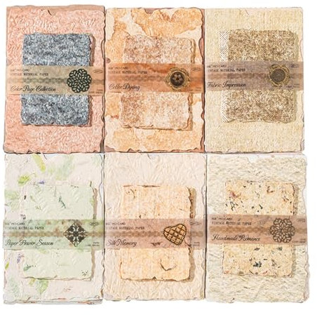 168 Blätter Scrapbooking Papier, Relief Vintage Papier Decoupage Papier, Geprägtes Strukturiertes Papier Journaling Zubehör, Bullet Junk Journal Zubehör, Vintage Bastelpapier, Journaling ZubehörA
