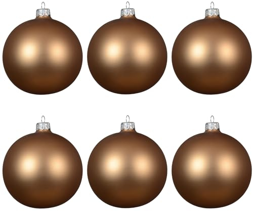 Kaemingk Weihnachtskugeln Glas 8cm mundgeblasen 6er Box - große Christbaumkugeln Weihnachtsbaumkugeln für Weihnachten - Christbaumschmuck & Weihnachtsbaumschmuck Pekanuss Braun matt
