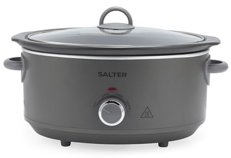 Salter Cosmos 6.5 L Slow Cooker – 3 Heat Settings, Dishwasher Safe Removable Ceramic Pot, Tempered Glass Lid, Family Batch Cooking, Cool-Touch Handles, Keep Warm, Stews, Casseroles, 320W, EK6250