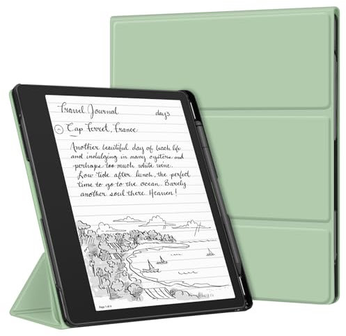 FINTIE Étui pour Kindle Scribe 2024/2022 10.2 Pouces - [Rangement de Stylet] Coque Fine et Légère Housse Pliable avec Fonction de Veille/Réveil Automatique, Vert Agave