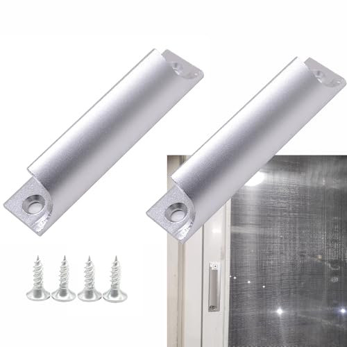 OHYER 2 Stück Balkontürgriff griff terrassentür außen schiebetür griff türklinken türbeschlag drückergarnitur türgriffe innentüren Zimmertüren Drückergarnitur Duschtürknopf Aluminium(Silber 90mm)