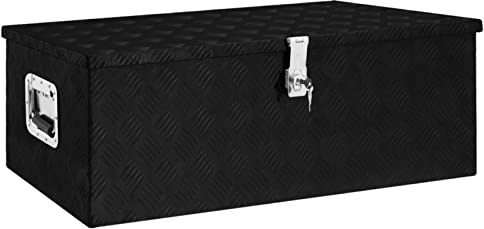 Swpsd Aluminium Tool Box Locking Truck Box Transport Container Storage Box Metal Industrial Storage Box, Lightweight Black 90x47x33.5 cm Aluminium