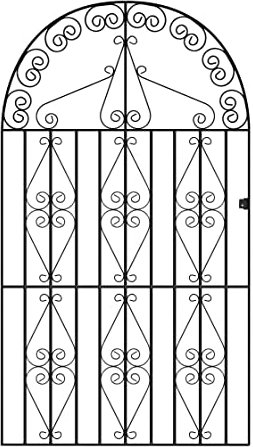 Stirling Scroll Tall Bow Top Metal Garden Gate Galvanised Wrought Iron Style Swing Gates (1220mm Gap x 1980mm High ST46ZP)