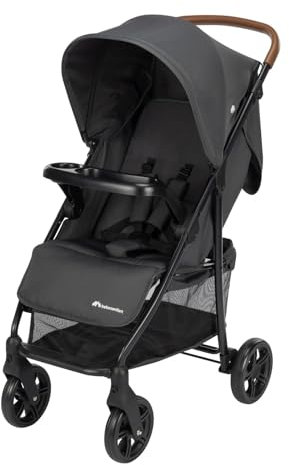 Bebeconfort Misty, Kompakter Kinderwagen, Aufbewahrungskorb 8 kg, Tablett als Schutz und Spielbereich, Kinderwagen ab Geburt, Liegeposition, zusammenklappbar, 0-4 Jahre, bis 22 kg, Mineral Graphite