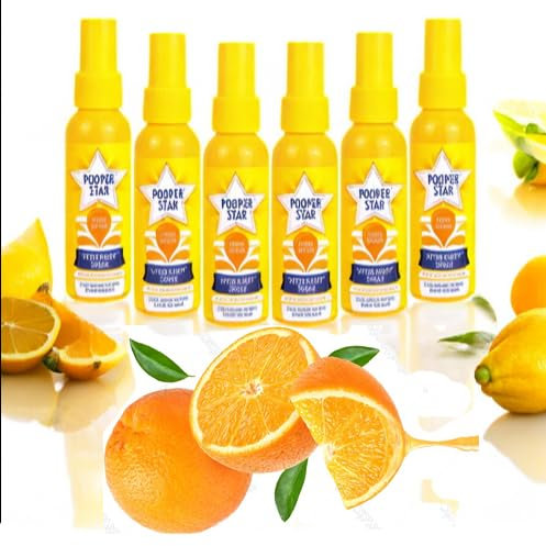 Faboer Pack of 6 Pooper Swooper Toilet Spray 60ml | Citrus Fruity Splash Fragrance Odour Masking Toilet Deodorizer Air Fresheners | Poop Spray Cleaning Products (Citrus Splash)