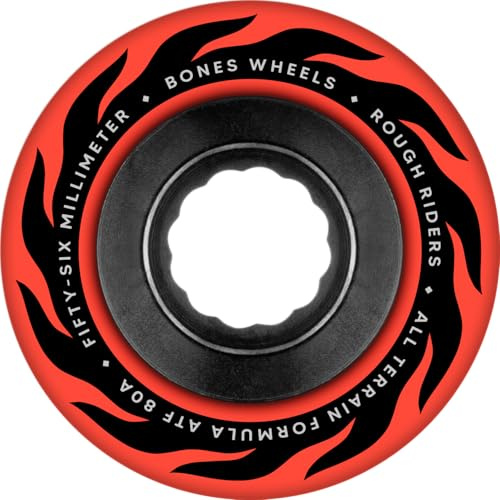 Bones Wheels ATF Rough Riders Eternal Flames Skateboard-Räder, 56 mm, 80 A, Rot