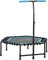 SPORTNOW Trampolín de Fitness 114x114x132 cm Cama Elástica Fitness con Mango Ajustable de 3 Niveles Marco de Acero para Entrenamiento Piernas Cuerpo en Hogar Oficina Gimnasio Azul