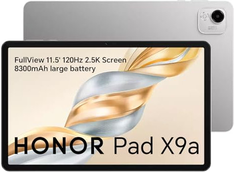 HONOR Pad X9a Tablet Wi-FI da 11,5 pollici, 6GB+128GB, Schermo FullView da 120Hz, Batteria da 8300mAh, 4 Altoparlanti, Corpo in Metallo, Android 15 Grigio