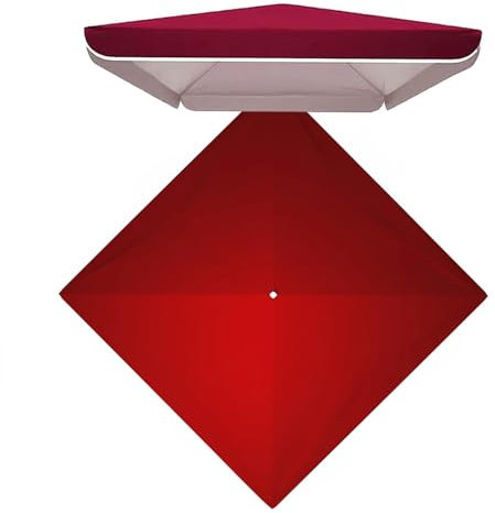 Techo De Repuesto Para Sombrilla 3.0x3.0 M Toldo Cuadrado Con 4 Varillas De Recambio Para Jardín/Mercado/Playa, Impermeable (Wine Red, 2.5mx2.5m(8'x8'))