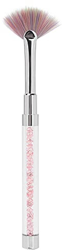 Holigie fan shaped nail brush,fan shaped nylon with crystal handle acrylic material anti static desig suitable for gel makeup removal powder removal nail salon