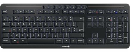CHERRY Stream Keyboard Ultimate, Clavier sans Fil Multi-Appareils, Disposition Française (AZERTY), Connexion Via Bluetooth, 2,4 GHz & Câble, Rétroéclairé, Noir