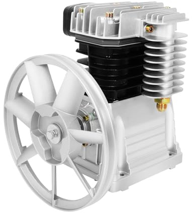 Air Compressor Pump Head, 3HP Piston Compressor with 2 Cylinders, 2065-420L Low Noise 960RPM Air Compressor Pump Motor Head with Belt Pulley 250L/min