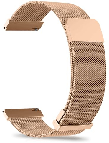 PinnWaa Bracelet Métal 18mm pour Garmin Venu 4/3S 41mm/Forerunner 265S/255S | Maille Milanaise Magnétique, pour Forerunner 255S Music/Vivoactive 4S/Vivomove 3S/Active S/Venu 2S/Move 3S, Réglable, Or rose