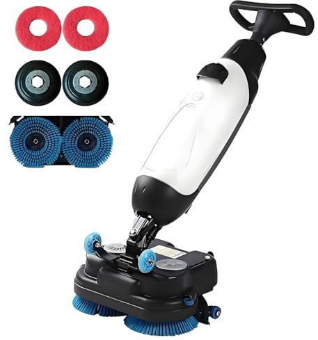 AiODiO Pulitore Elettrico per Pavimenti, lavasciuga Pavimenti Uomo a Terra, Larghezza di Pulizia 430 mm, Copertura di Pulizia 1200㎡/h, Testa Girevole a 360°, Batteria da 90-120 min White