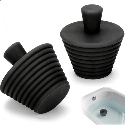 Juego de 2 tapones universales de silicona para fregadero de cocina, bañera, lavabo y bidet, color negro